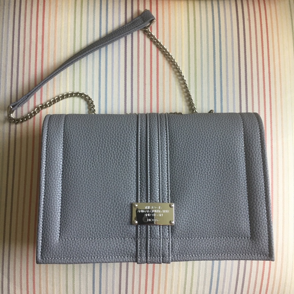 Alexandra K. Grey Vegan Bag with Chain Strap